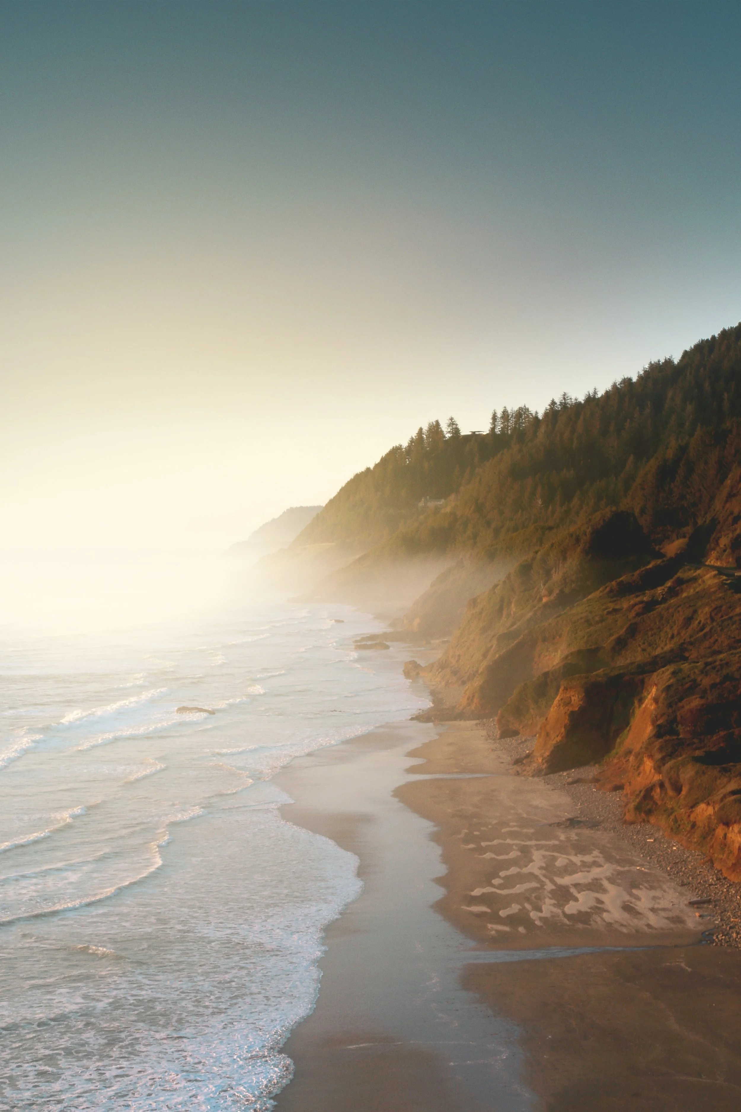 Quiet coastline at first light — an open horizon