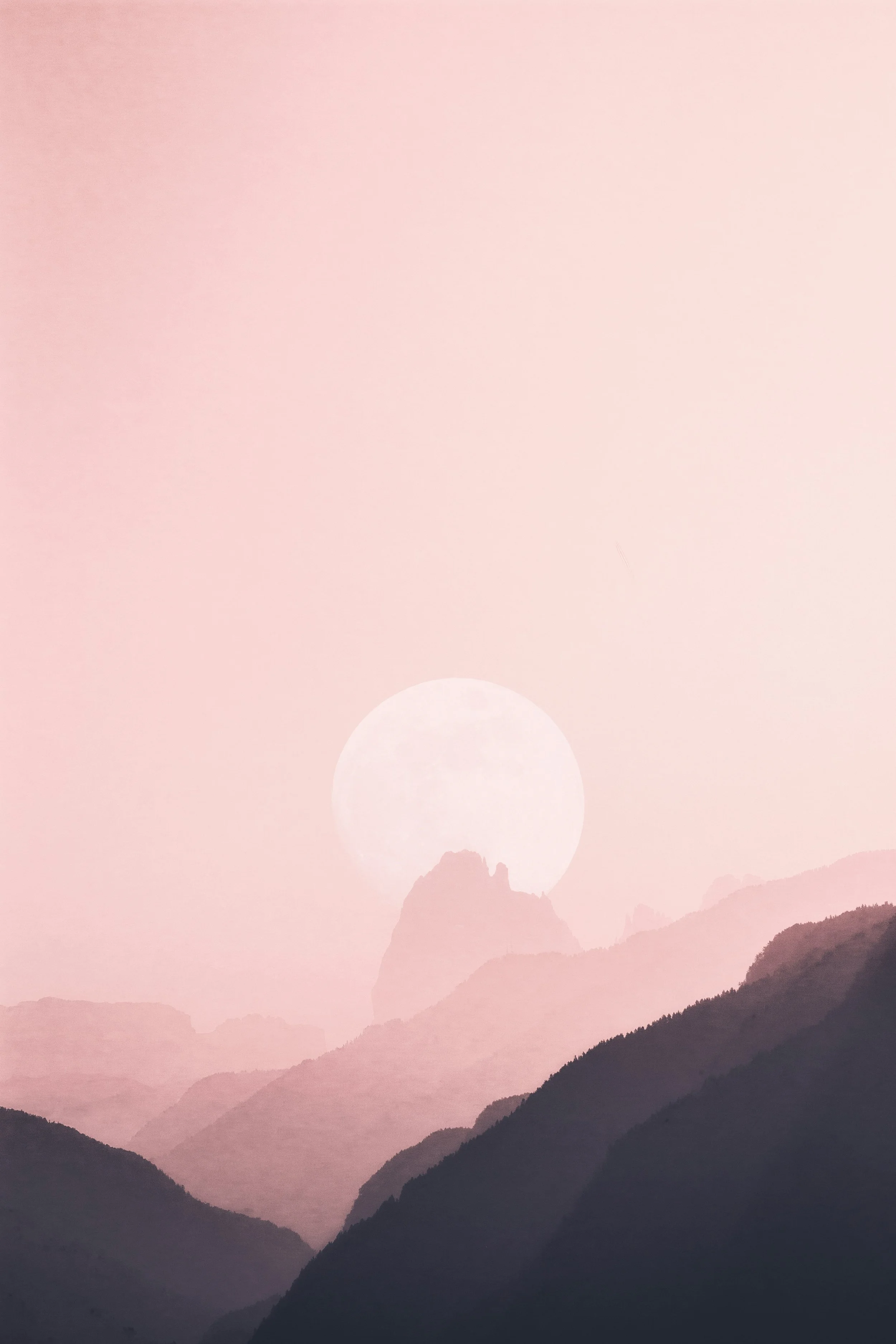 Distant mountains at dawn — a wider view